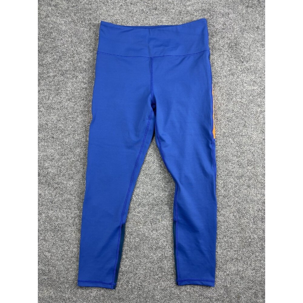 Zyia Active Leggings‎ Womens Medium Blue Orange High Rise Stretch Pants Gym Yoga